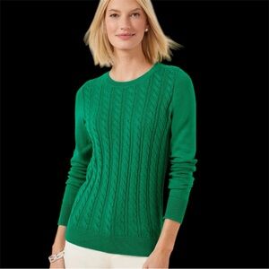 NWT Talbots Women’s Cable-Knit Sweater Green Size MP